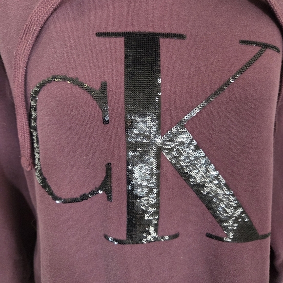Calvin Klein Sequin Monogrammed burgandy Hoodie Size MED - Picture 3 of 6